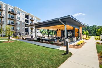 Outdoor gathering spaces with gas lanterns